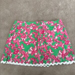 Lilly Pulitzer Pink and Green Floral Mini Skirt